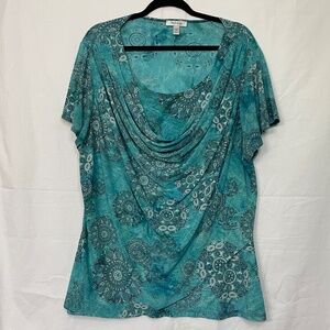 Teal Silver Cowl Tunic